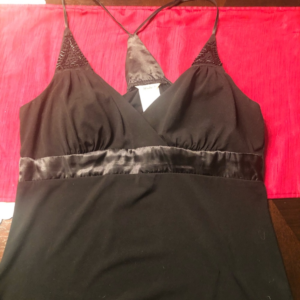 Studio Y Black Camisole Tank with beaded detail
